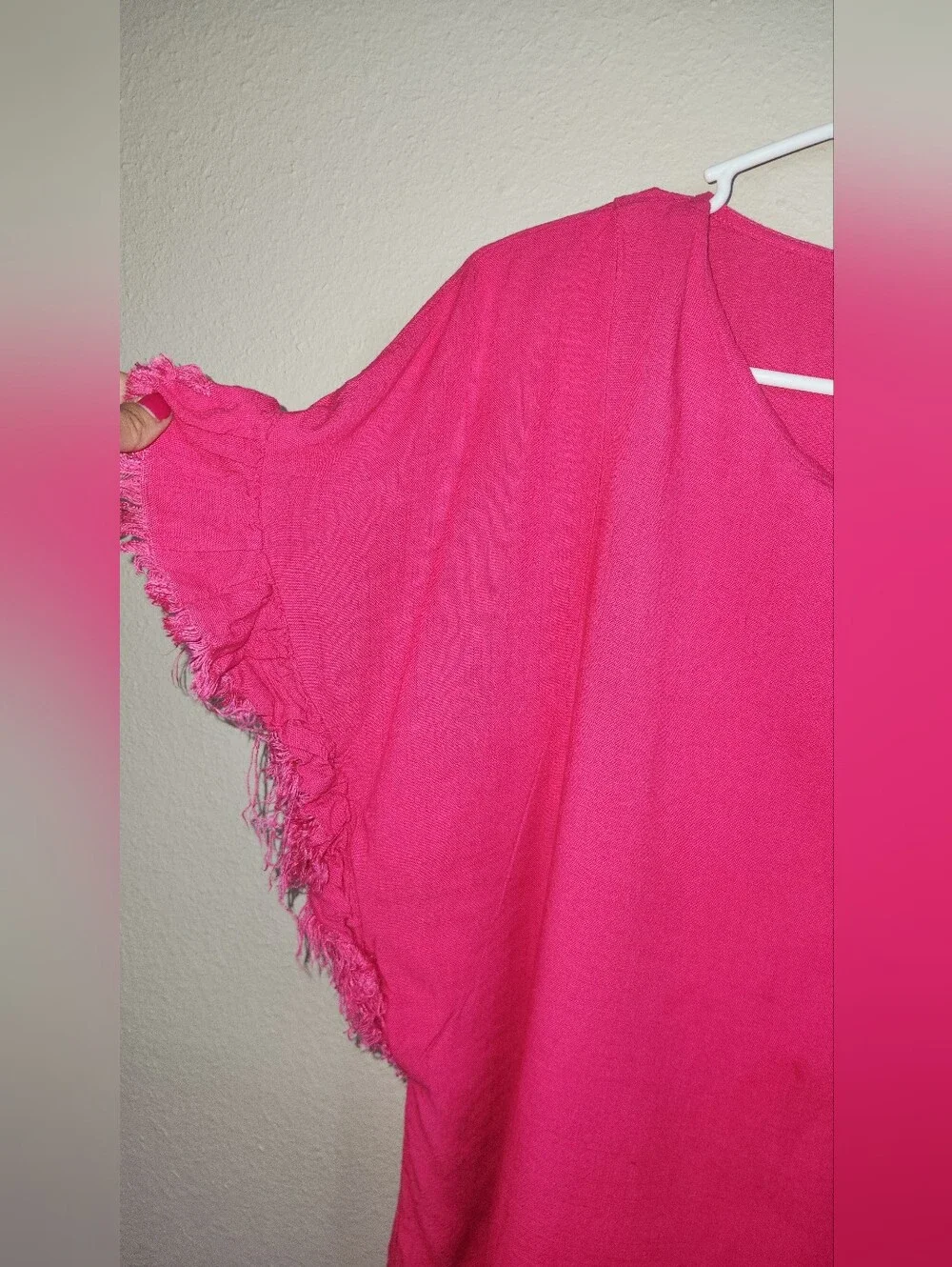 Umgee Linen Blend Hot Pink Top Size Small